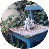 Natur-Elf auf blauem Stuhl